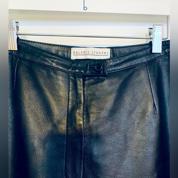 VALERIE STEVENS SEXY HIGH WAIST BLACK LEATHER PANTS FULLY LINED BUTTER SOFT - Picture 2 of 4